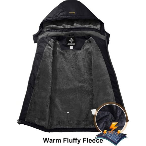 Boy's Waterproof Ski Snow Jacket Fleece Windproof Winter Jacket with Hood - Picture 6 of 7